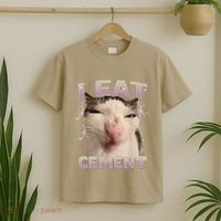 I Eat Cement Cursed Cat Funny Oddly Specific Dank Meme T-Shirt thumb 2