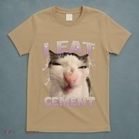 I Eat Cement Cursed Cat Funny Oddly Specific Dank Meme T-Shirt thumb 5