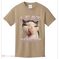 I Eat Cement Cursed Cat Funny Oddly Specific Dank Meme Kids T-Shirt thumb 0