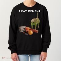 I Eat Cement Funny Cat Cursed Oddly Specific Dank Meme Women's Sweatshirt thumb 0