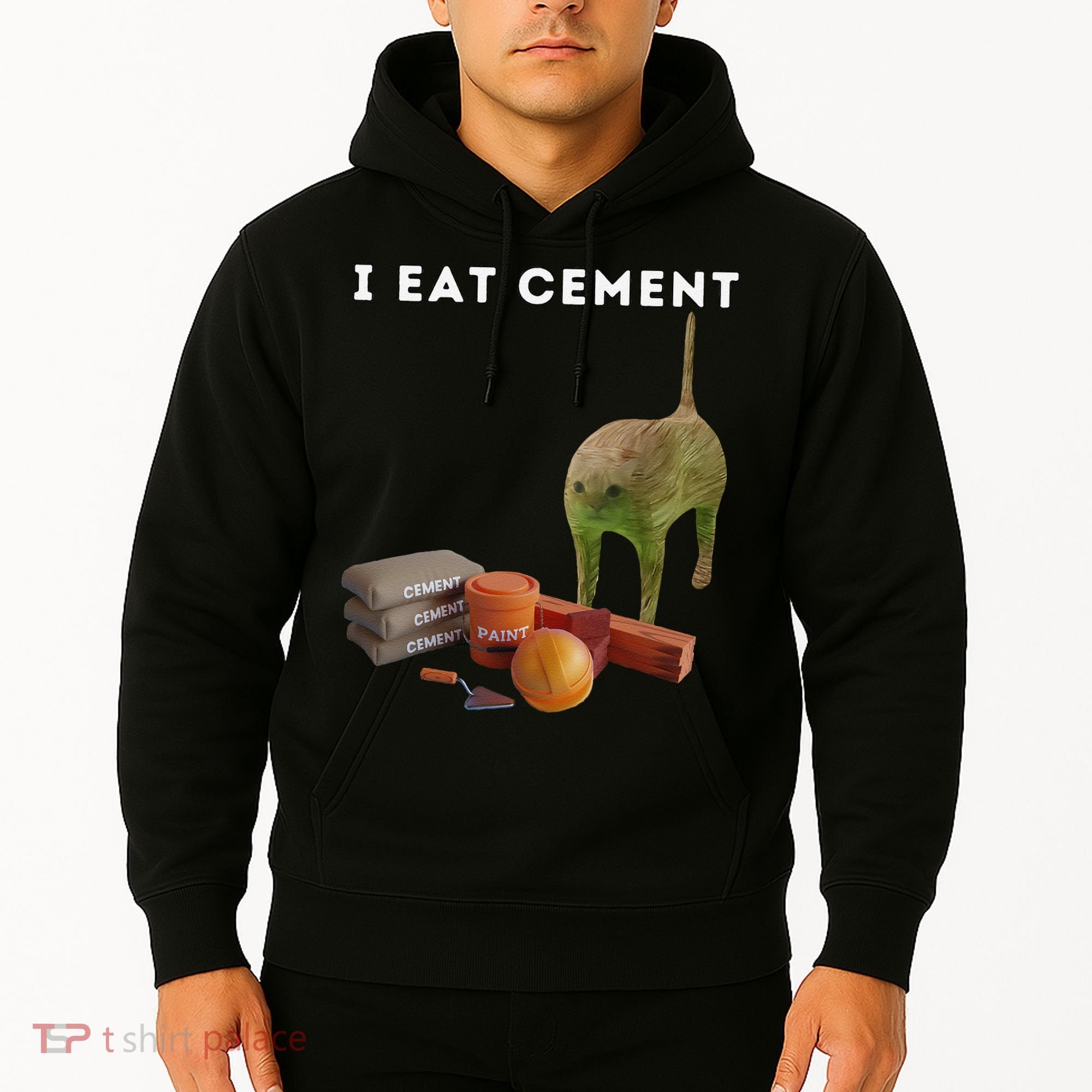 I Eat Cement Funny Cat Cursed Oddly Specific Dank Meme Hoodie