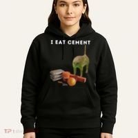 I Eat Cement Funny Cat Cursed Oddly Specific Dank Meme Hoodie thumb 5