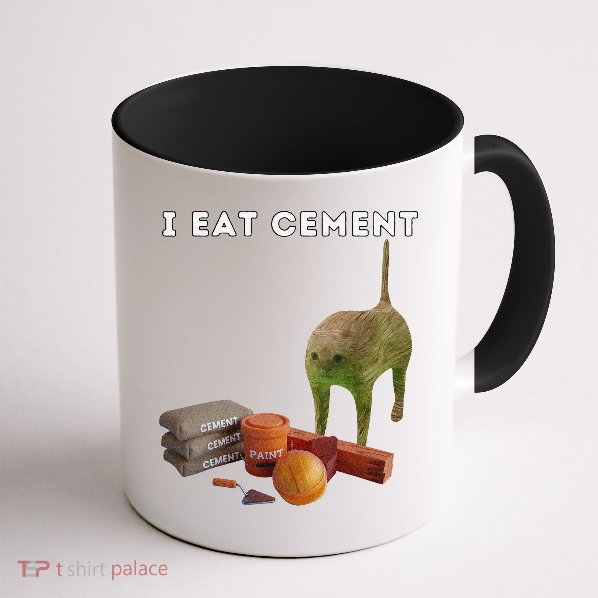 I Eat Cement Funny Cat Cursed Oddly Specific Dank Meme Coffee Mug