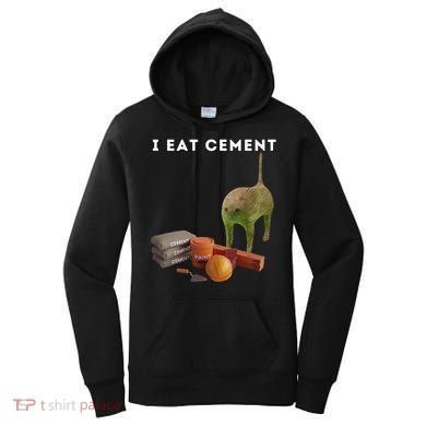 I Eat Cement Funny Cat Cursed Oddly Specific Dank Meme Women's Hoodie