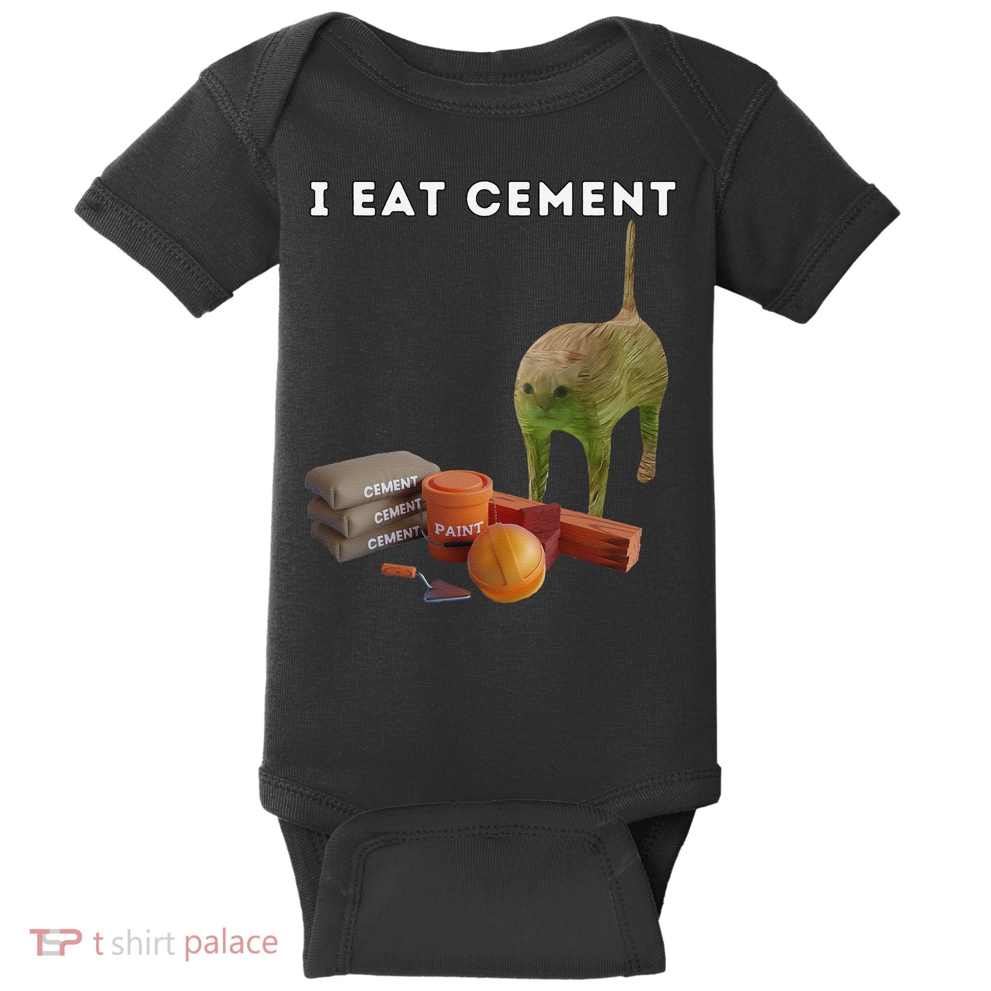 I Eat Cement Funny Cat Cursed Oddly Specific Dank Meme Baby Bodysuit
