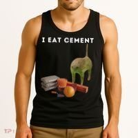 I Eat Cement Funny Cat Cursed Oddly Specific Dank Meme Tank Top thumb 3
