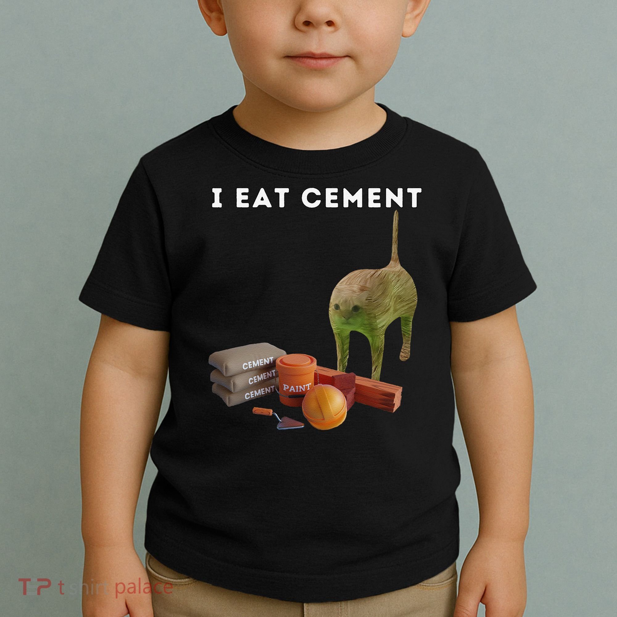 I Eat Cement Funny Cat Cursed Oddly Specific Dank Meme Toddler T-Shirt