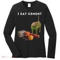 I Eat Cement Funny Cat Cursed Oddly Specific Dank Meme Women's Long Sleeve Shirt thumb 0