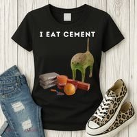 I Eat Cement Funny Cat Cursed Oddly Specific Dank Meme Women's T-Shirt thumb 3