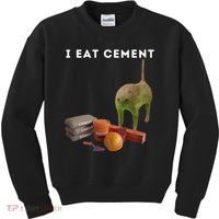 I Eat Cement Funny Cat Cursed Oddly Specific Dank Meme Kids Sweatshirt thumb 0