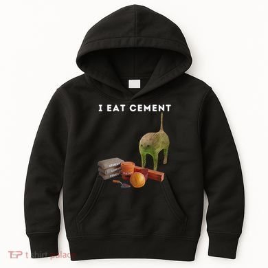 I Eat Cement Funny Cat Cursed Oddly Specific Dank Meme Kids Hoodie