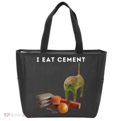I Eat Cement Funny Cat Cursed Oddly Specific Dank Meme Tote Bag
