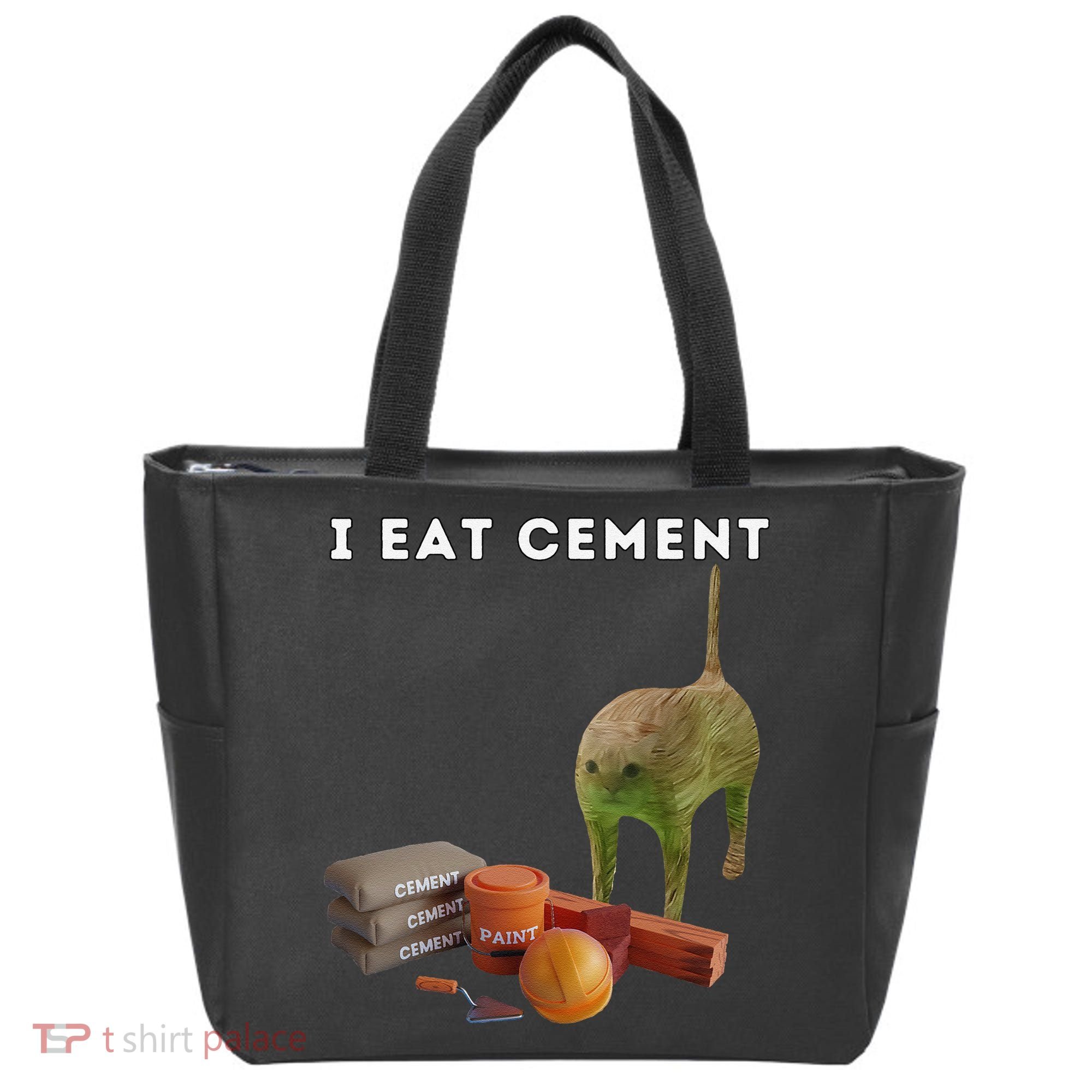 I Eat Cement Funny Cat Cursed Oddly Specific Dank Meme Tote Bag