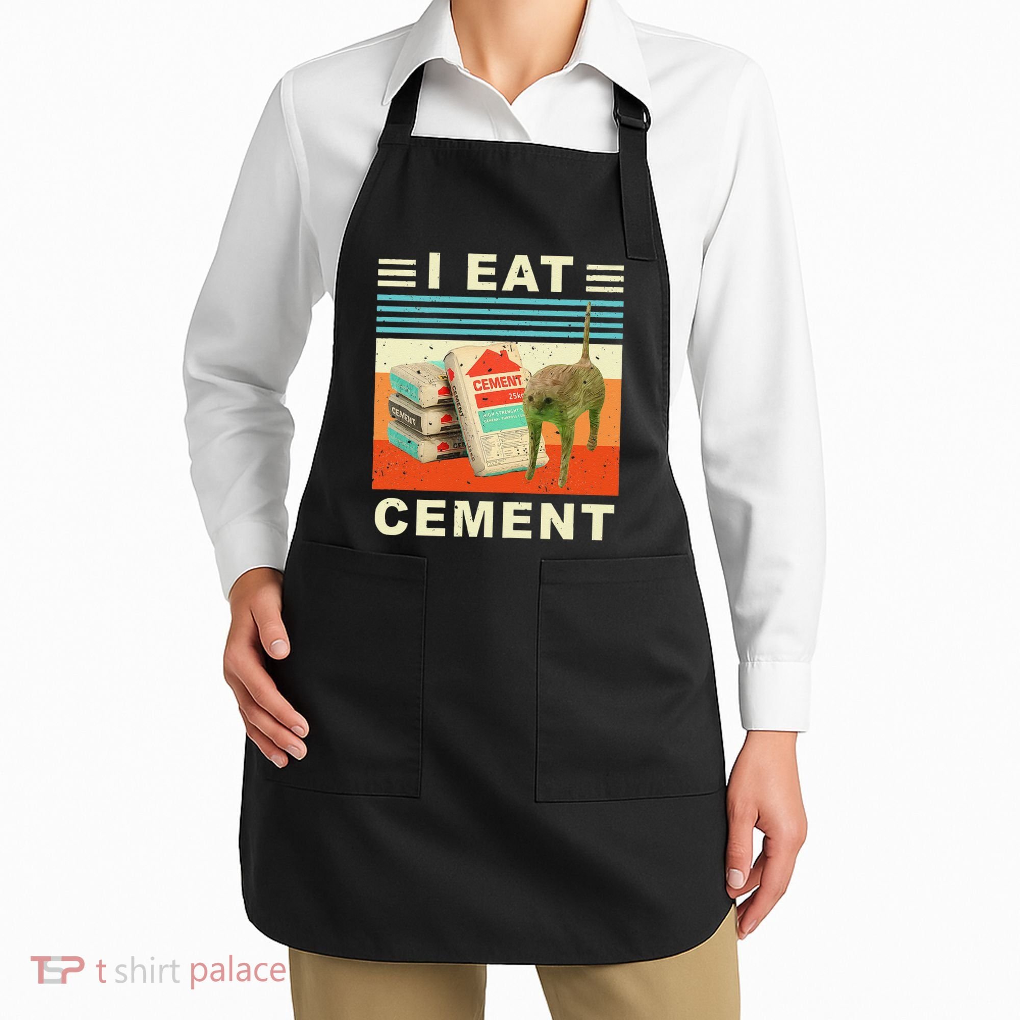 I Eat Cement Cursed Cat Funny Oddly Specific Dank Meme Apron
