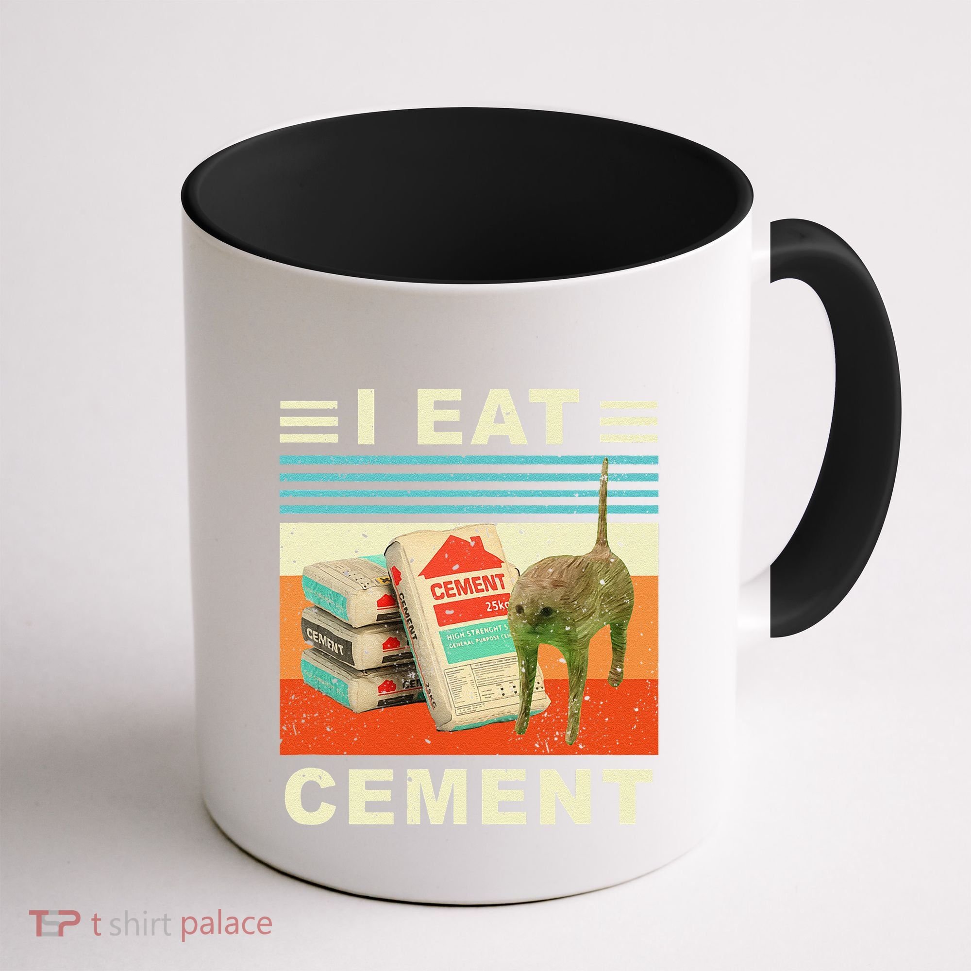 I Eat Cement Cursed Cat Funny Oddly Specific Dank Meme Coffee Mug