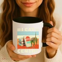 I Eat Cement Cursed Cat Funny Oddly Specific Dank Meme Coffee Mug thumb 3
