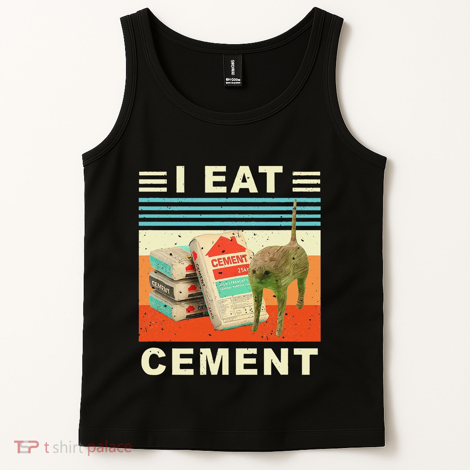 I Eat Cement Cursed Cat Funny Oddly Specific Dank Meme Tank Top