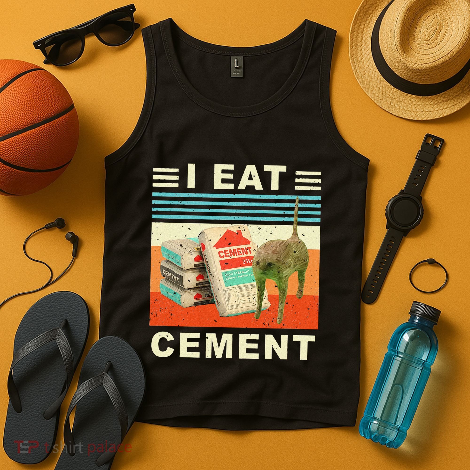 I Eat Cement Cursed Cat Funny Oddly Specific Dank Meme Tank Top