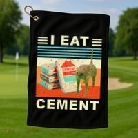 I Eat Cement Cursed Cat Funny Oddly Specific Dank Meme Golf Towel thumb 1