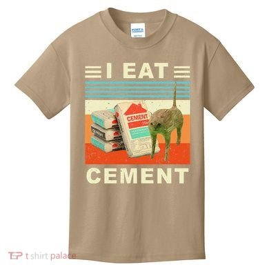I Eat Cement Cursed Cat Funny Oddly Specific Dank Meme Kids T-Shirt