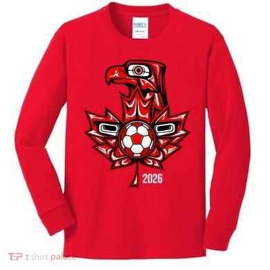 Indigenous Eagle Canada Soccer 2026 Kids Long Sleeve Shirt