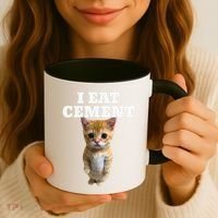 I Eat Cement Cat Meme Coffee Mug thumb 3