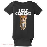 I Eat Cement Cat Meme Baby Bodysuit thumb 0