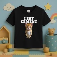 I Eat Cement Cat Meme Toddler T-Shirt thumb 3