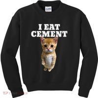 I Eat Cement Cat Meme Kids Sweatshirt thumb 0