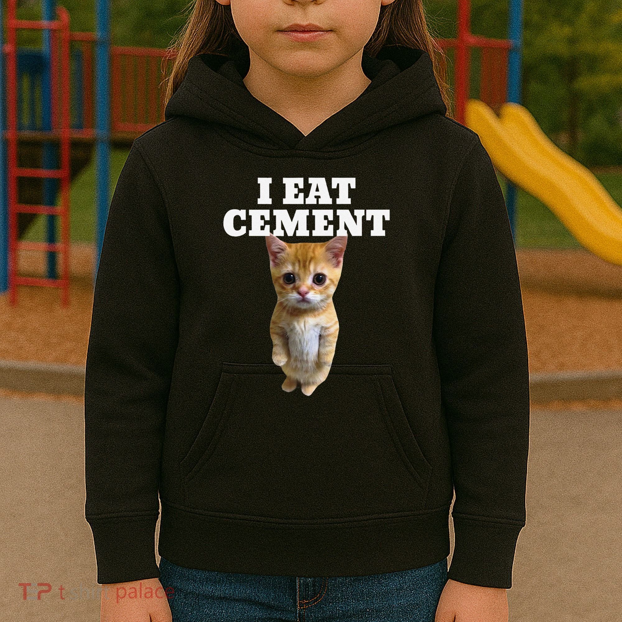 I Eat Cement Cat Meme Kids Hoodie