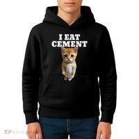 I Eat Cement Cat Meme Kids Hoodie thumb 4