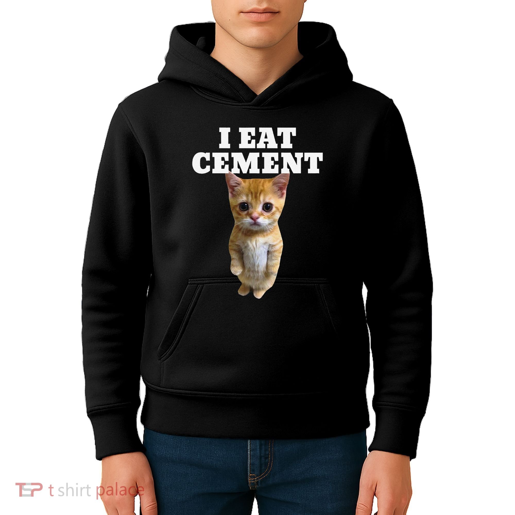 I Eat Cement Cat Meme Kids Hoodie