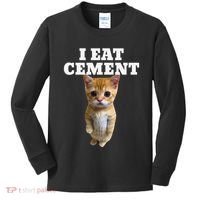 I Eat Cement Cat Meme Kids Long Sleeve Shirt thumb 0