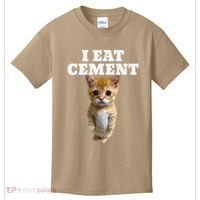 I Eat Cement Cat Meme Kids T-Shirt thumb 0