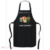 I Eat Cement Cat Japanese Meme Cat Oddly Specific Weired Apron thumb 0