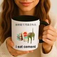 I Eat Cement Cat Japanese Meme Cat Oddly Specific Weired Coffee Mug thumb 3
