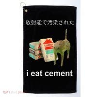 I Eat Cement Cat Japanese Meme Cat Oddly Specific Weired Golf Towel thumb 0