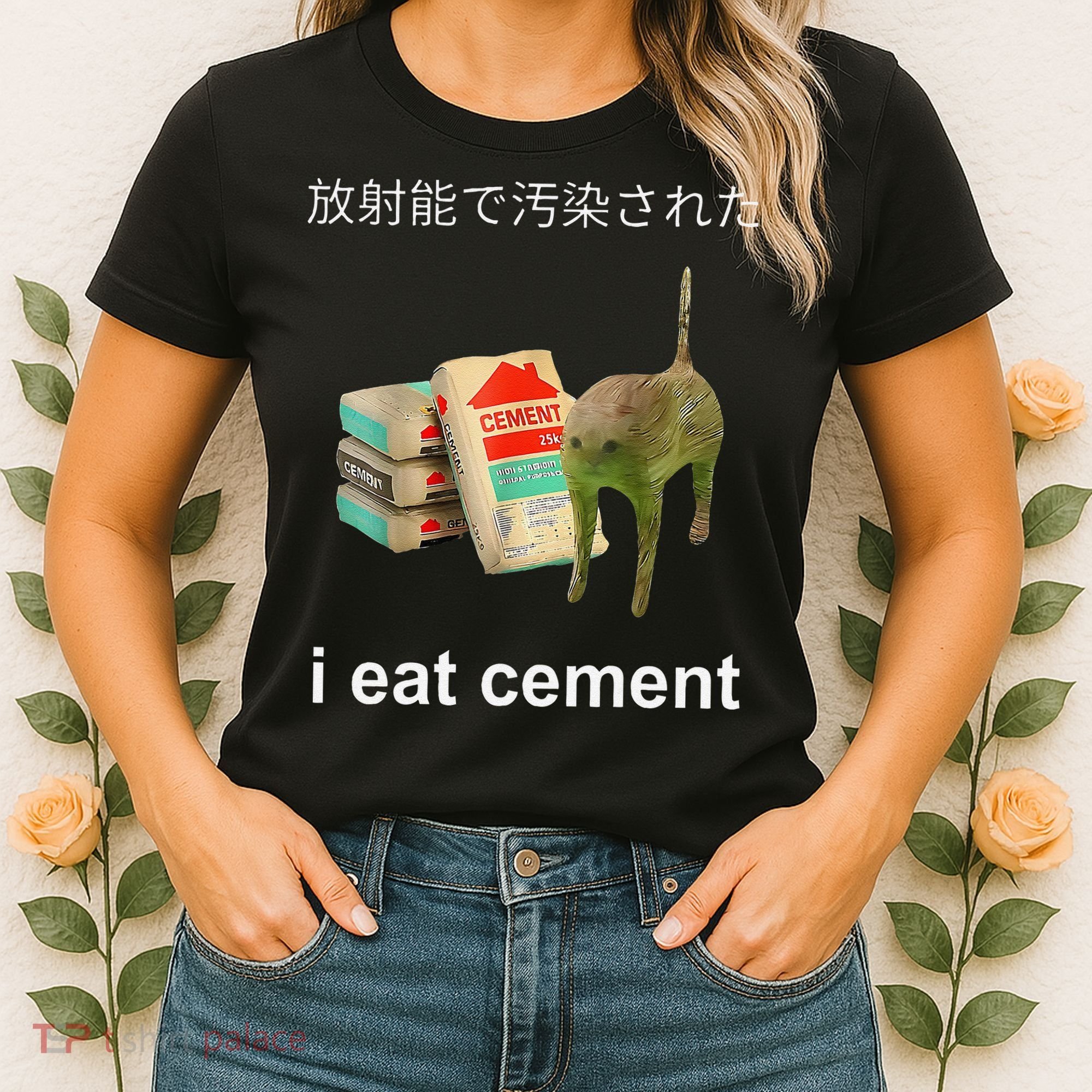 I Eat Cement Cat Japanese Meme Cat Oddly Specific Weired Women's T-Shirt