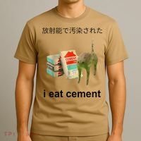 I Eat Cement Cat Japanese Meme Cat Oddly Specific Weired T-Shirt thumb 3