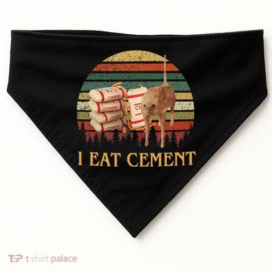I Eat Cement Cursed Cat Funny Meme Lover USA-Made Doggie Bandana