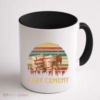I Eat Cement Cursed Cat Funny Meme Lover Coffee Mug thumb 1