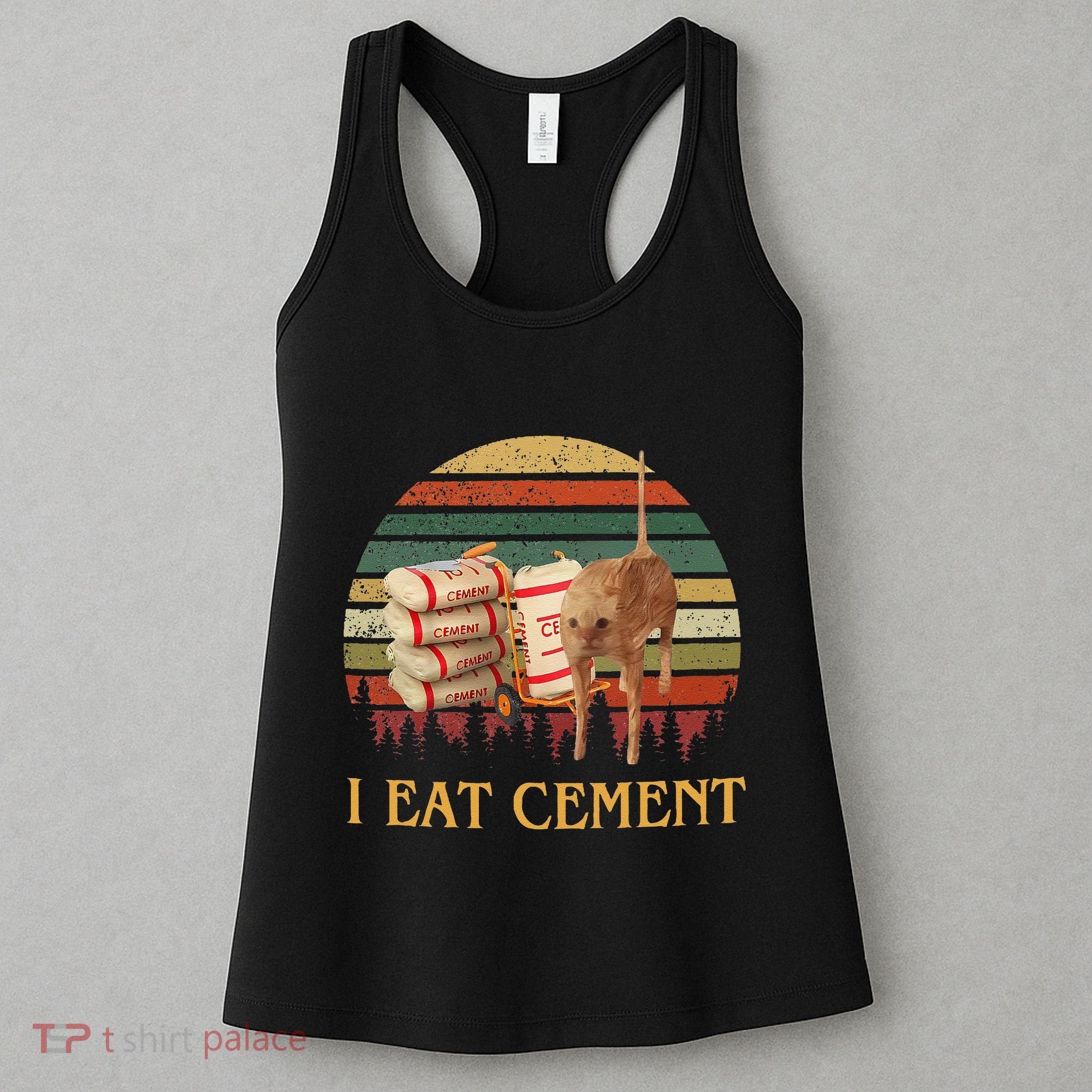 I Eat Cement Cursed Cat Funny Meme Lover Women's Tank Top