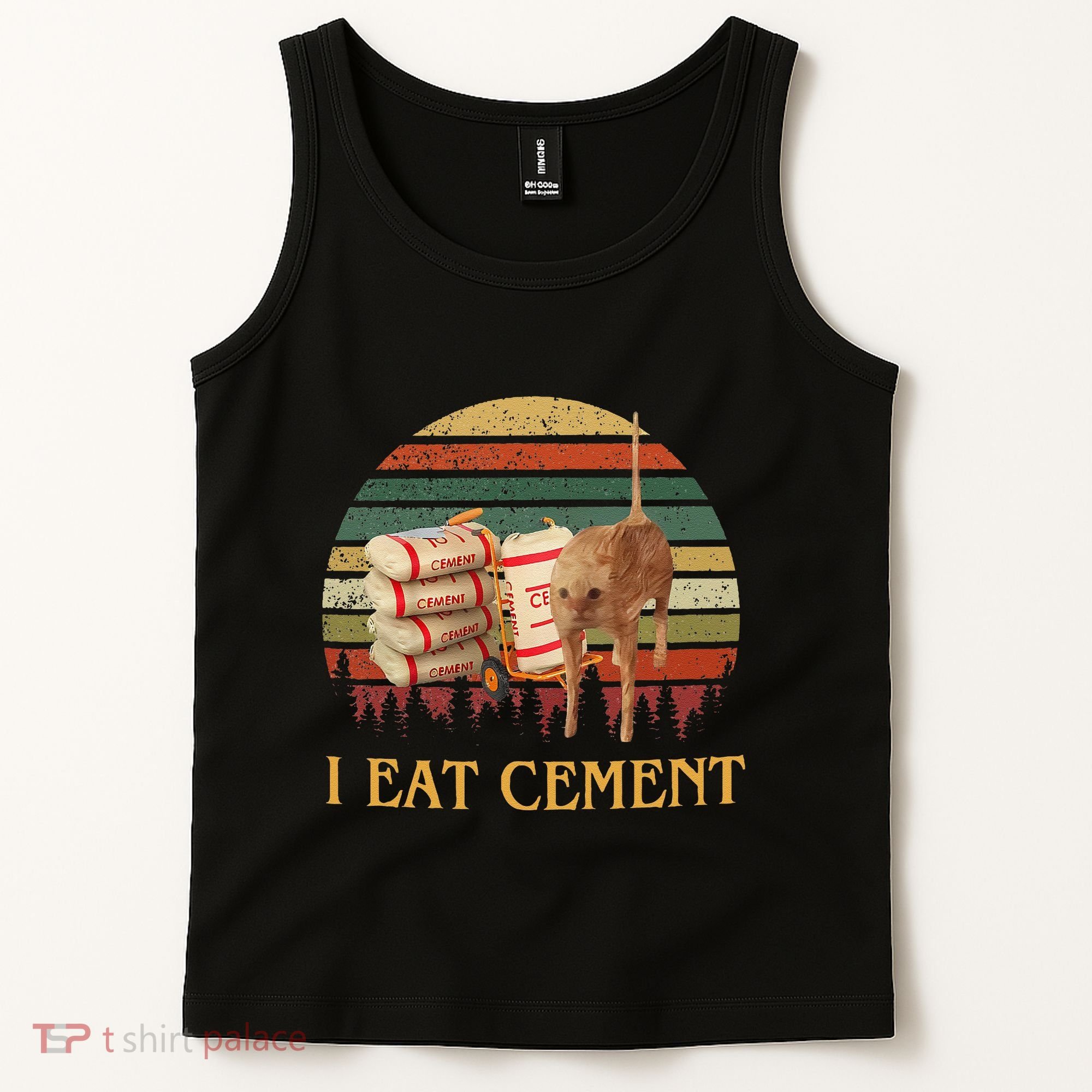 I Eat Cement Cursed Cat Funny Meme Lover Tank Top