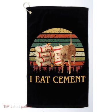 I Eat Cement Cursed Cat Funny Meme Lover Golf Towel