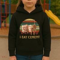 I Eat Cement Cursed Cat Funny Meme Lover Kids Hoodie thumb 3