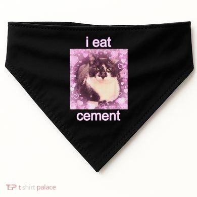 I Eat Cement Cursed Cat Funny Oddly Specific Dank Meme USA-Made Doggie Bandana