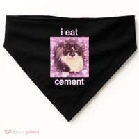 I Eat Cement Cursed Cat Funny Oddly Specific Dank Meme USA-Made Doggie Bandana thumb 0