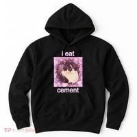 I Eat Cement Cursed Cat Funny Oddly Specific Dank Meme Hoodie thumb 0