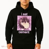 I Eat Cement Cursed Cat Funny Oddly Specific Dank Meme Hoodie thumb 2