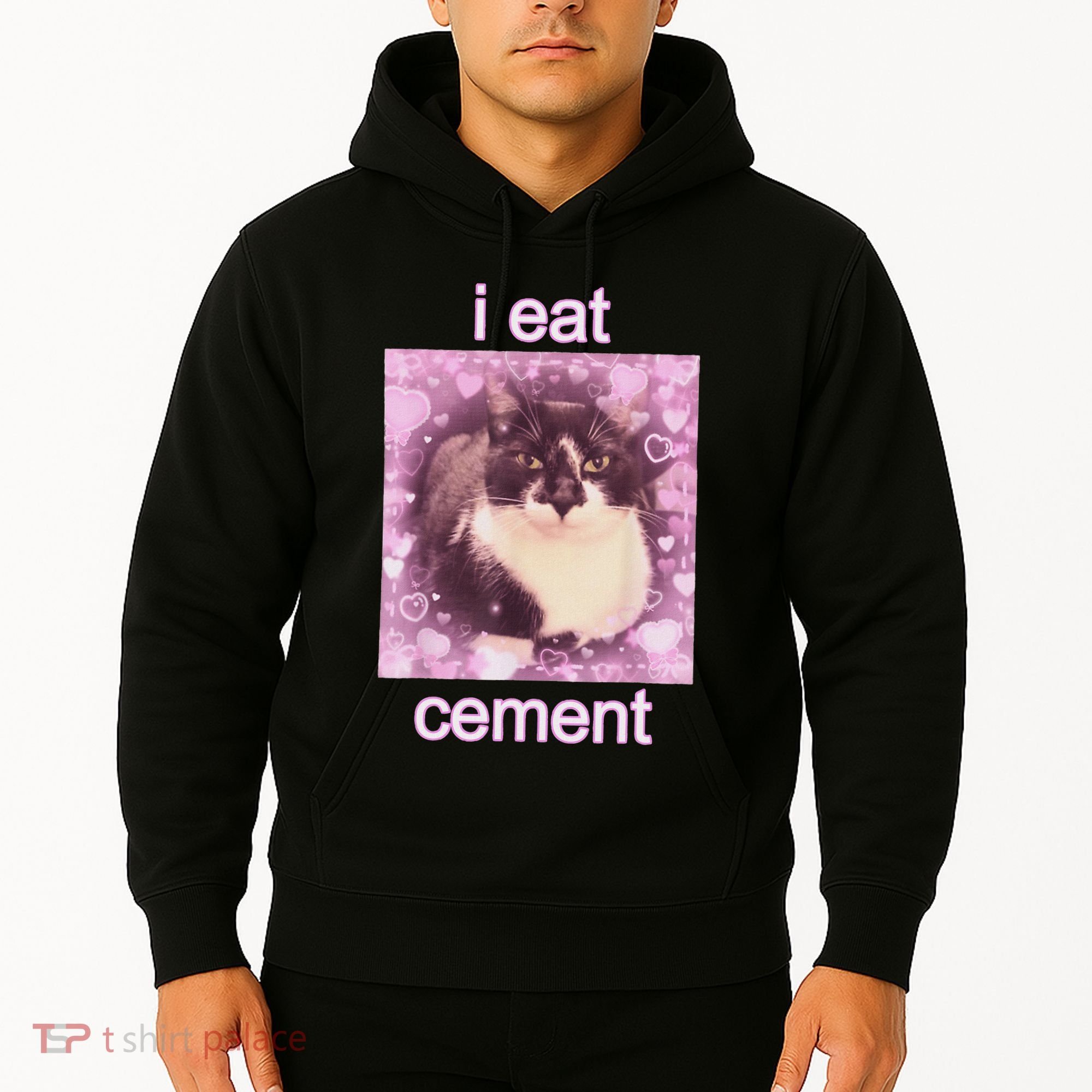 I Eat Cement Cursed Cat Funny Oddly Specific Dank Meme Hoodie
